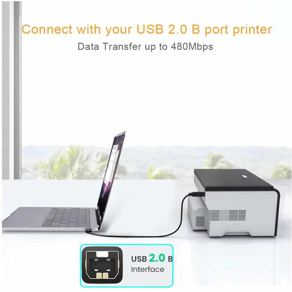 Cable USB 2.0 para impresora tipo B 50 cm Negro - imagen 5