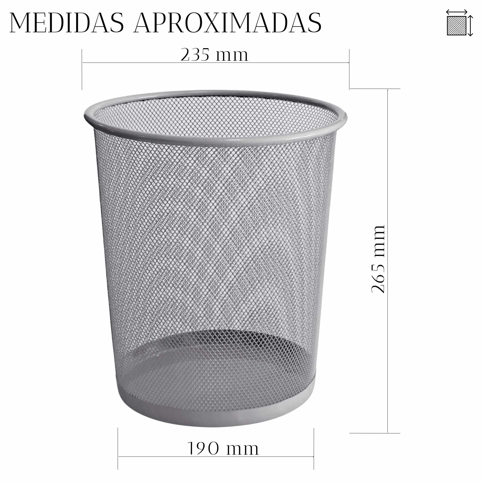 Papelera malla metalica 12 Litros Plateada - imagen 5