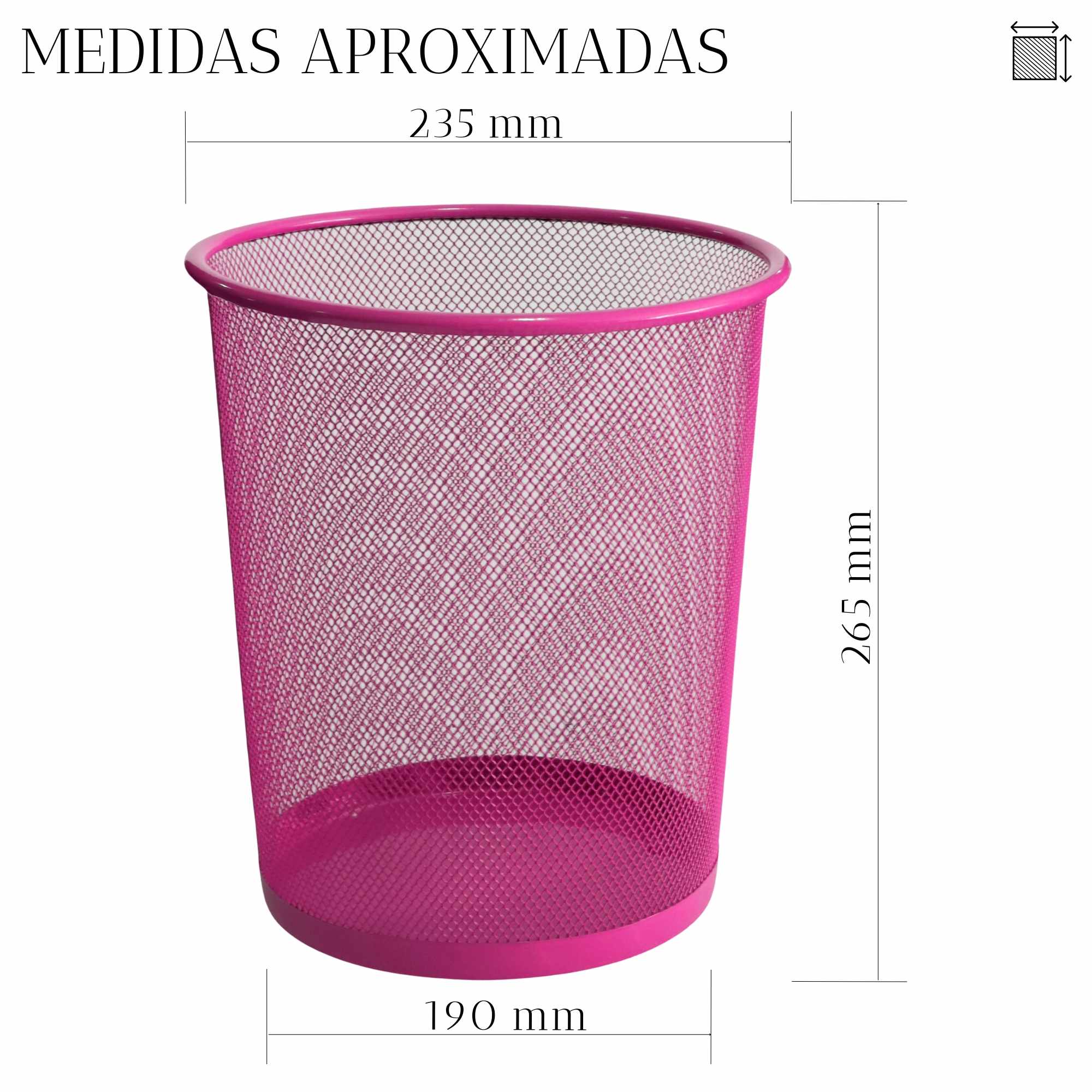 Papelera malla metalica 12 Litros Rosa - imagen 4