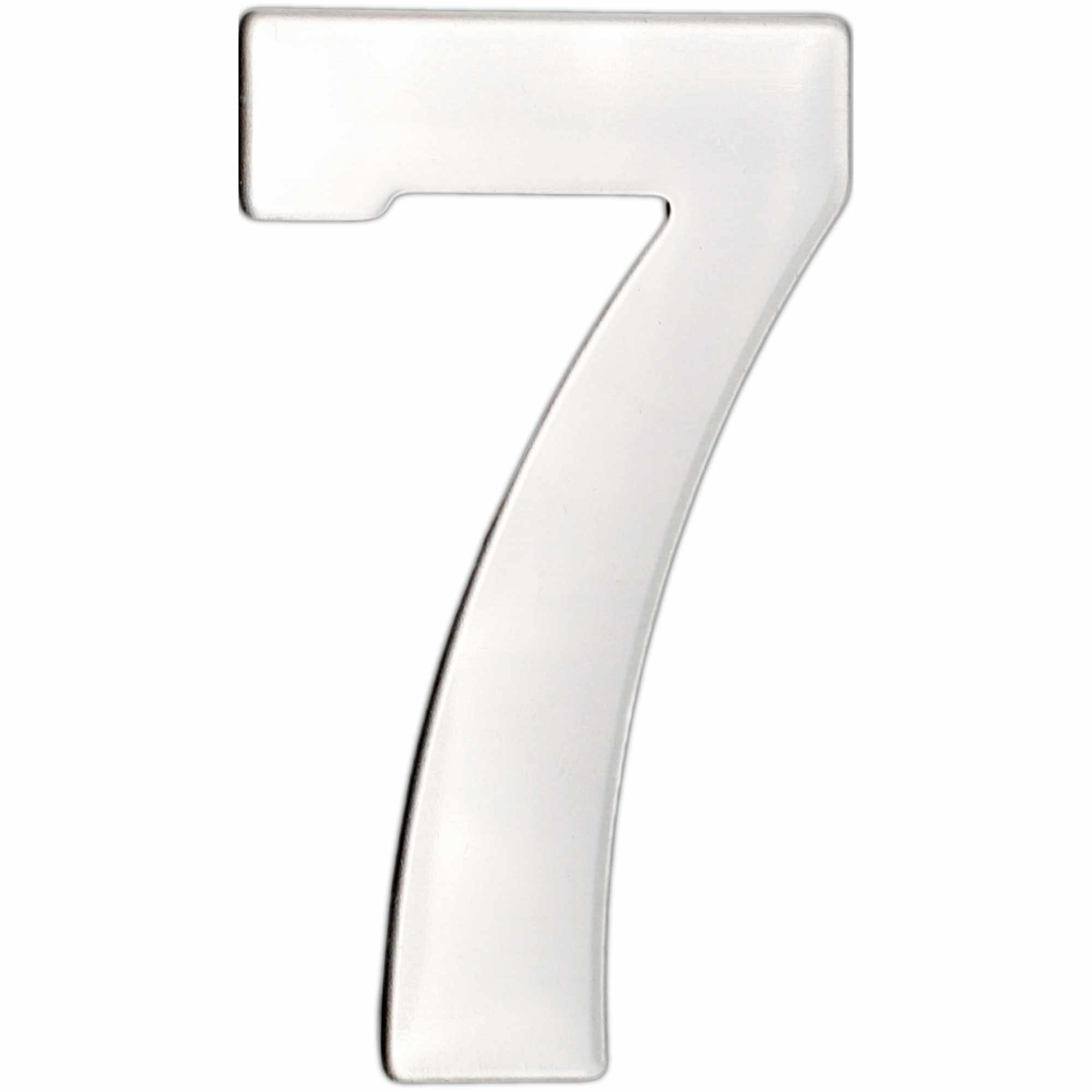 Numero 7 adhesivo en acero inoxidable 7.5 cm Plateado