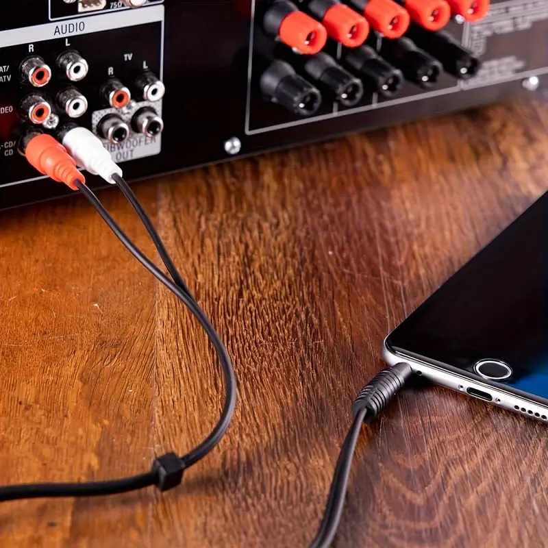 Cable audio estereo jack 3.5 macho - 2x RCA macho 3 Metros Negro - imagen 4