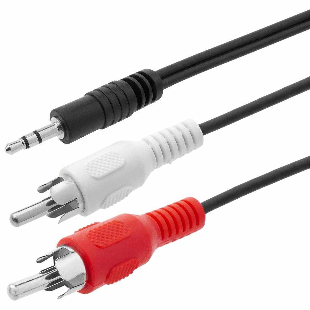 Cable audio estereo jack 3.5 macho - 2x RCA macho 50 cm Negro