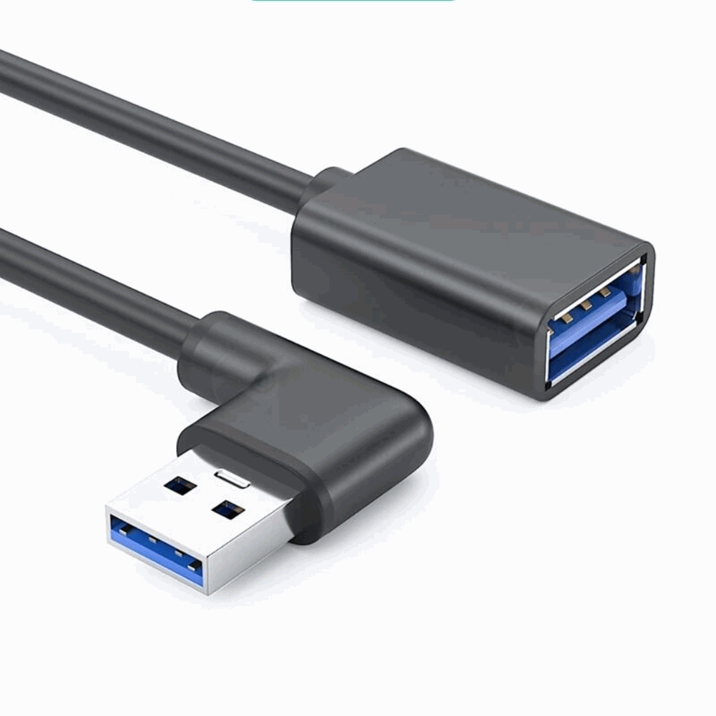 Cable prolongador USB 3.0 macho a hembra acodado 25 cm Negro - imagen 1