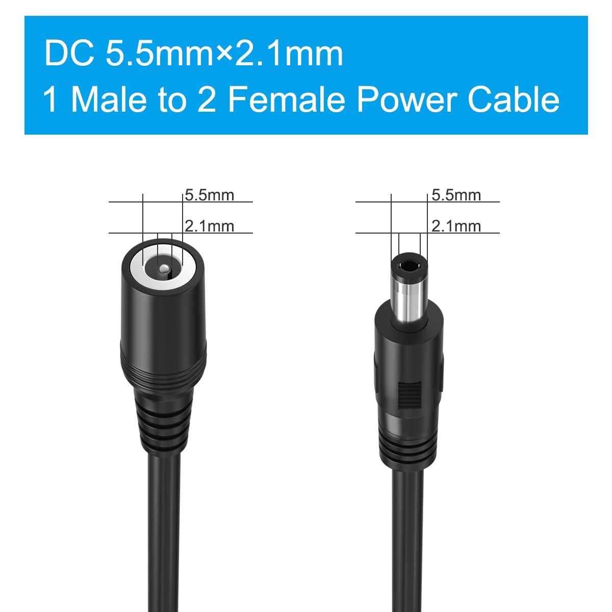 Cable Divisor Corriente CC para CCTV 5.5x2.1mm 30 cm Negro - imagen 4