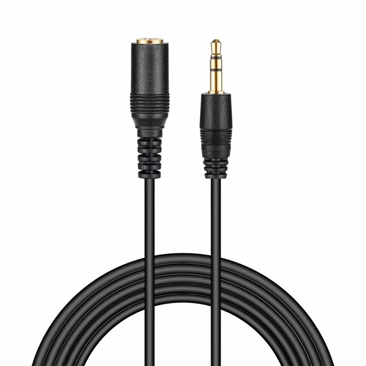 Cable alargador de audio estéreo jack 3.5 mm 50 cm negro