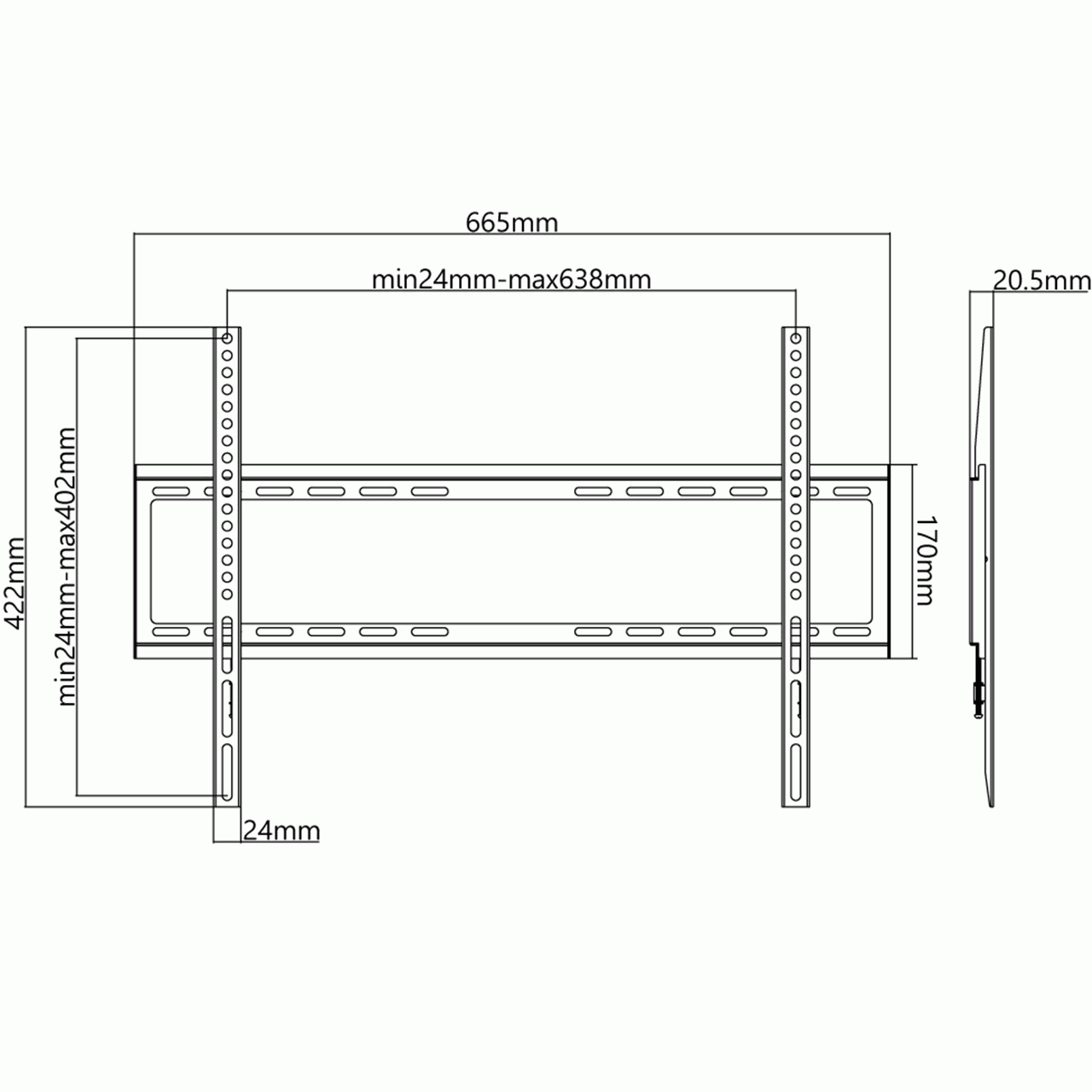 Soporte de pared para TV fijo 37 a 70 pulgadas Negro - imagen 5