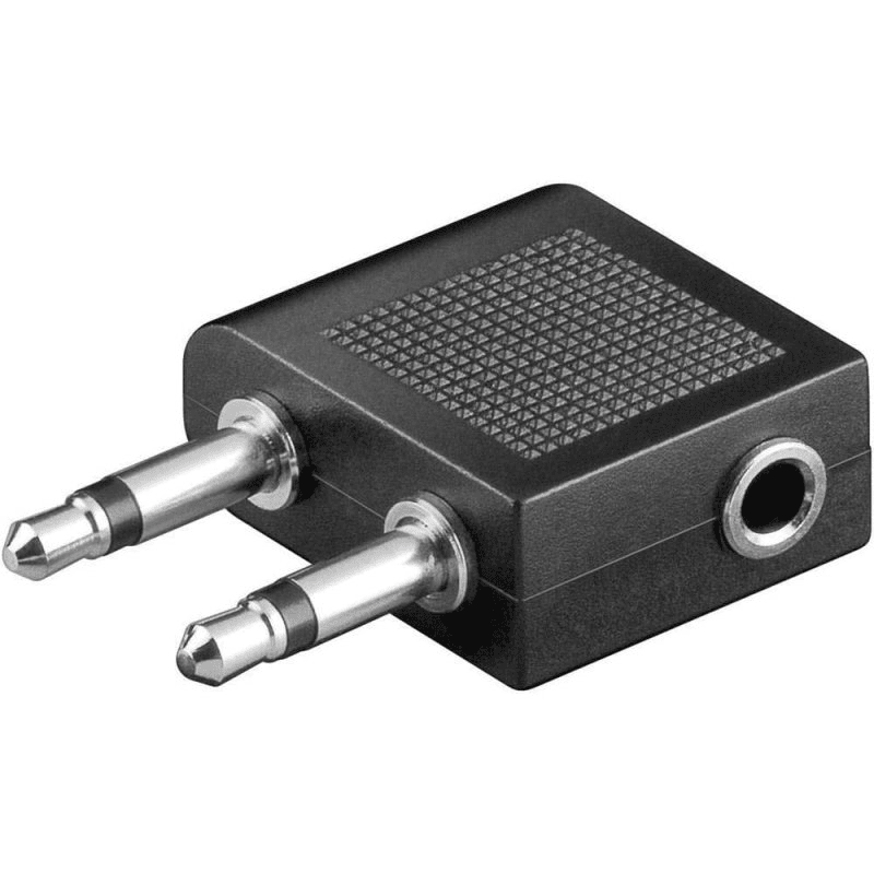 Adaptador de auriculares para avion jack 3.5 Negro - imagen 1