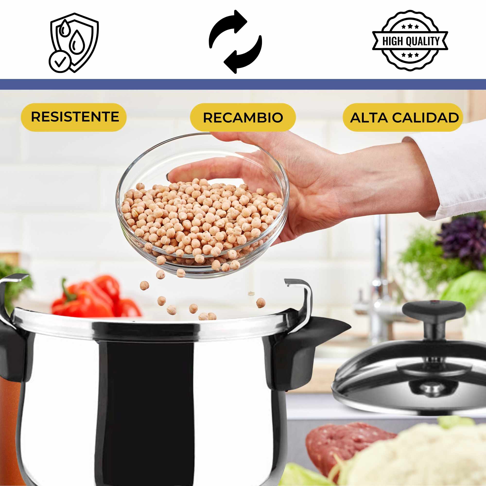 Pomo olla adaptable a magefesa tradicional con tornillo Negro - imagen 3