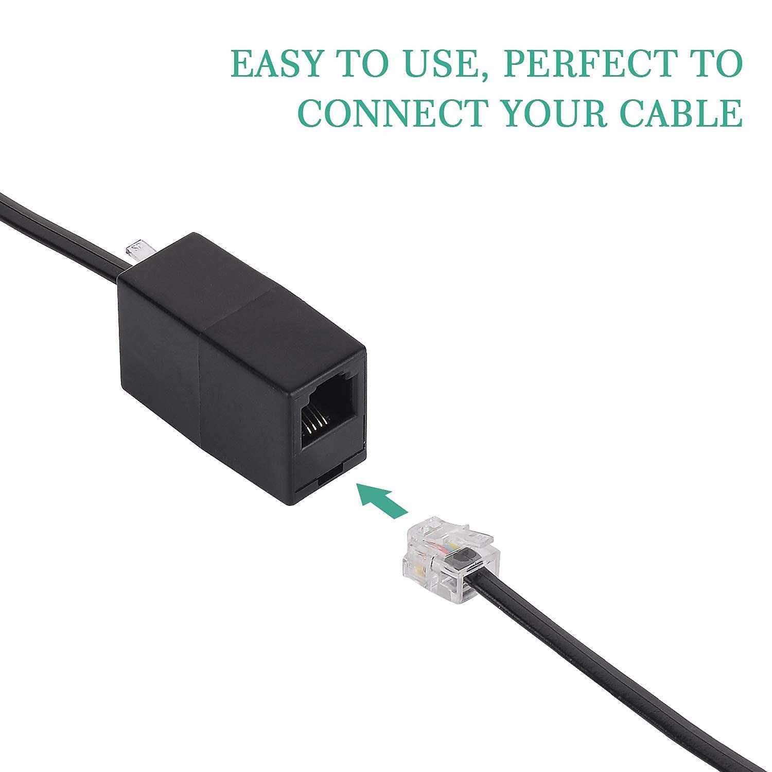 Cable extensor teléfono RJ11 6P4C 6 Metros Negro - imagen 6