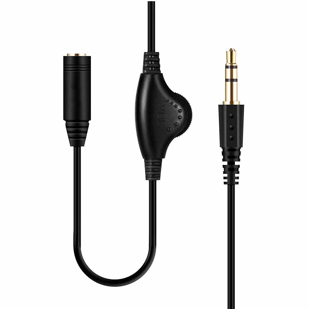 Cable alargador de audio con control de volumen 1 Metro Negro