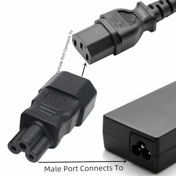 Adaptador alimentacion IEC C14 macho a C5 hembra Negro - imagen 3