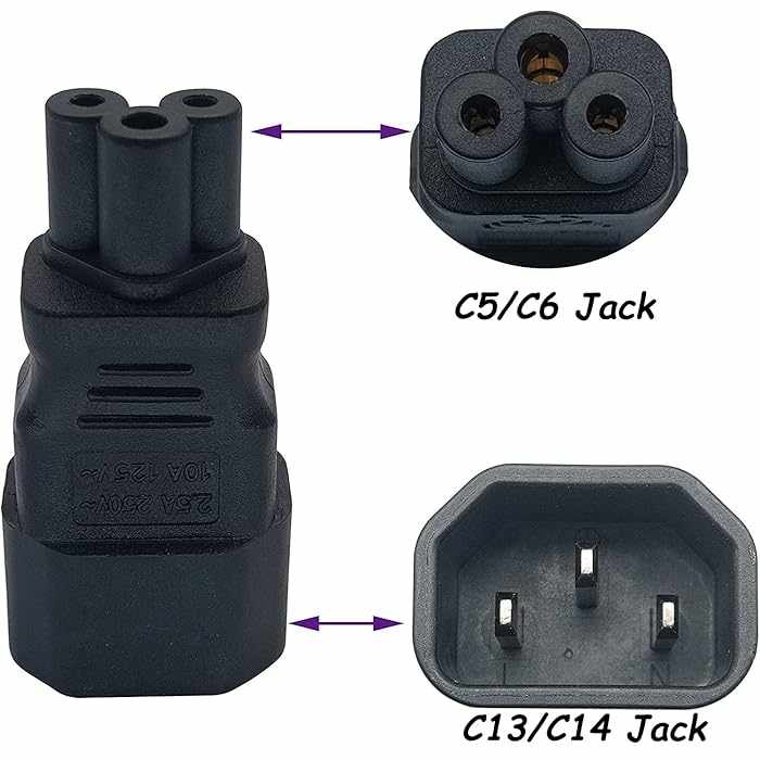 Adaptador alimentacion IEC C14 macho a C5 hembra Negro - imagen 2