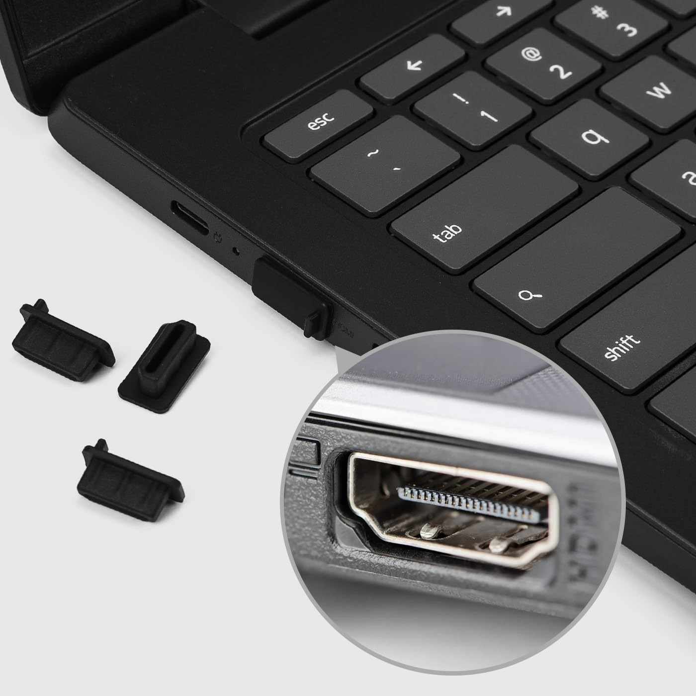 Tapon anti-polvo para puerto HDMI negro Pack 10 unidades