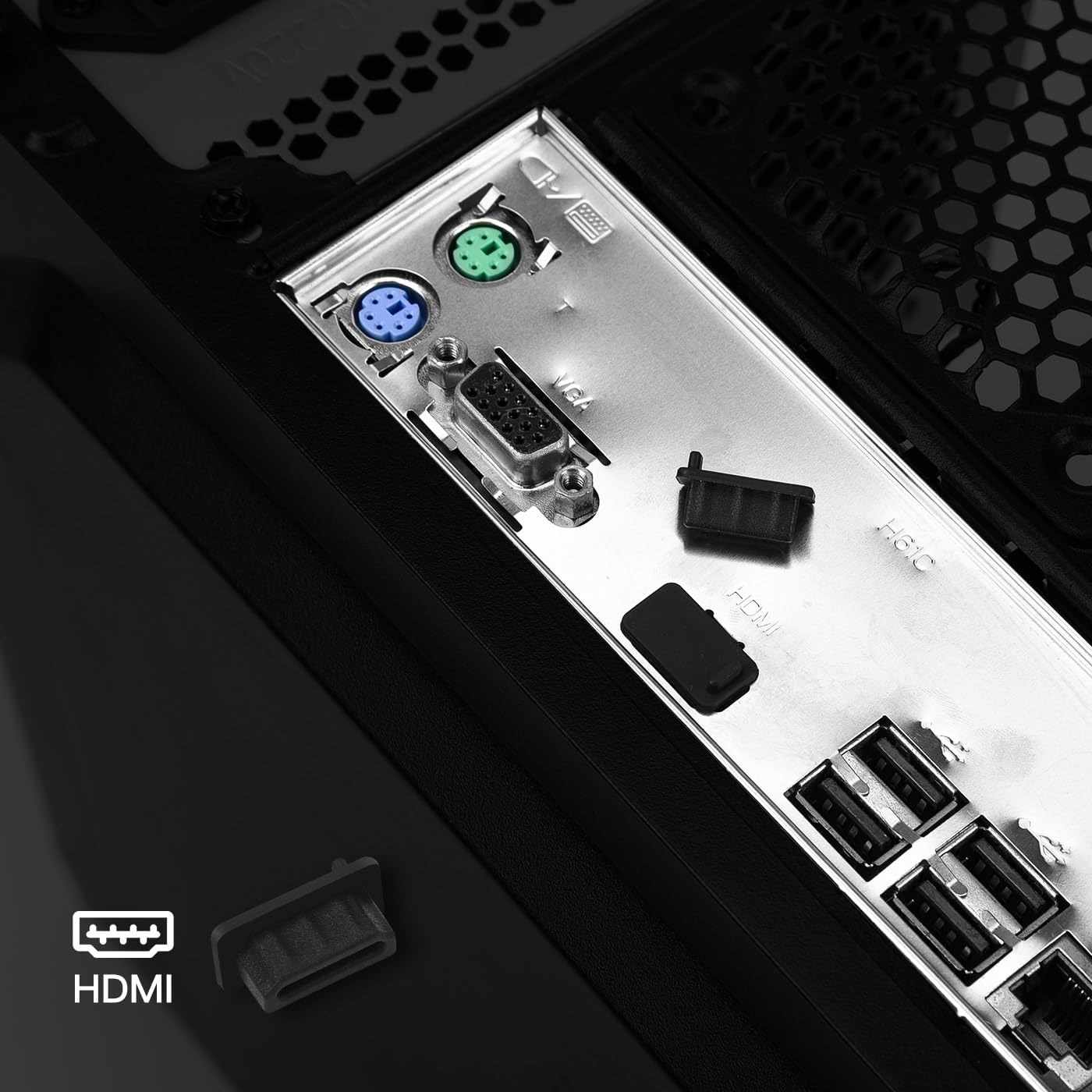 Tapon anti-polvo para puerto HDMI negro Pack 10 unidades - imagen 2