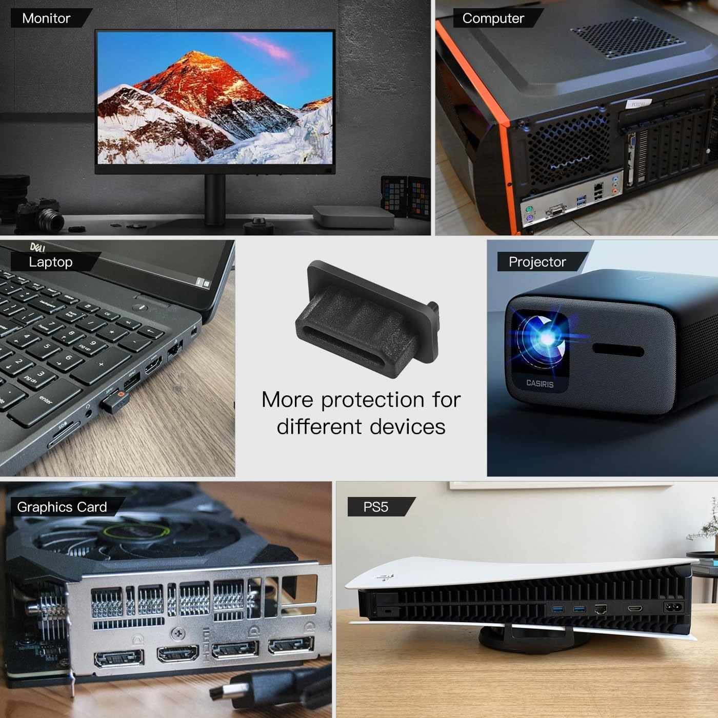 Tapon anti-polvo para puerto HDMI negro Pack 10 unidades - imagen 5