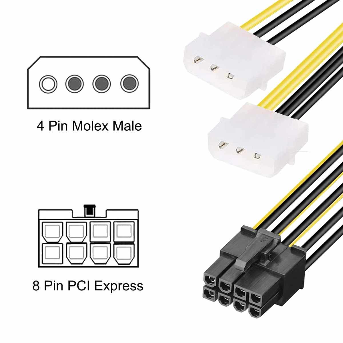 Cable de alimentacion para tarjeta grafica PCI-E 8 pin 15 cm - imagen 2