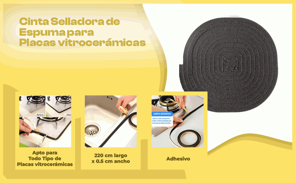 Banner - Cinta Selladora de Espuma 220 cm Negro