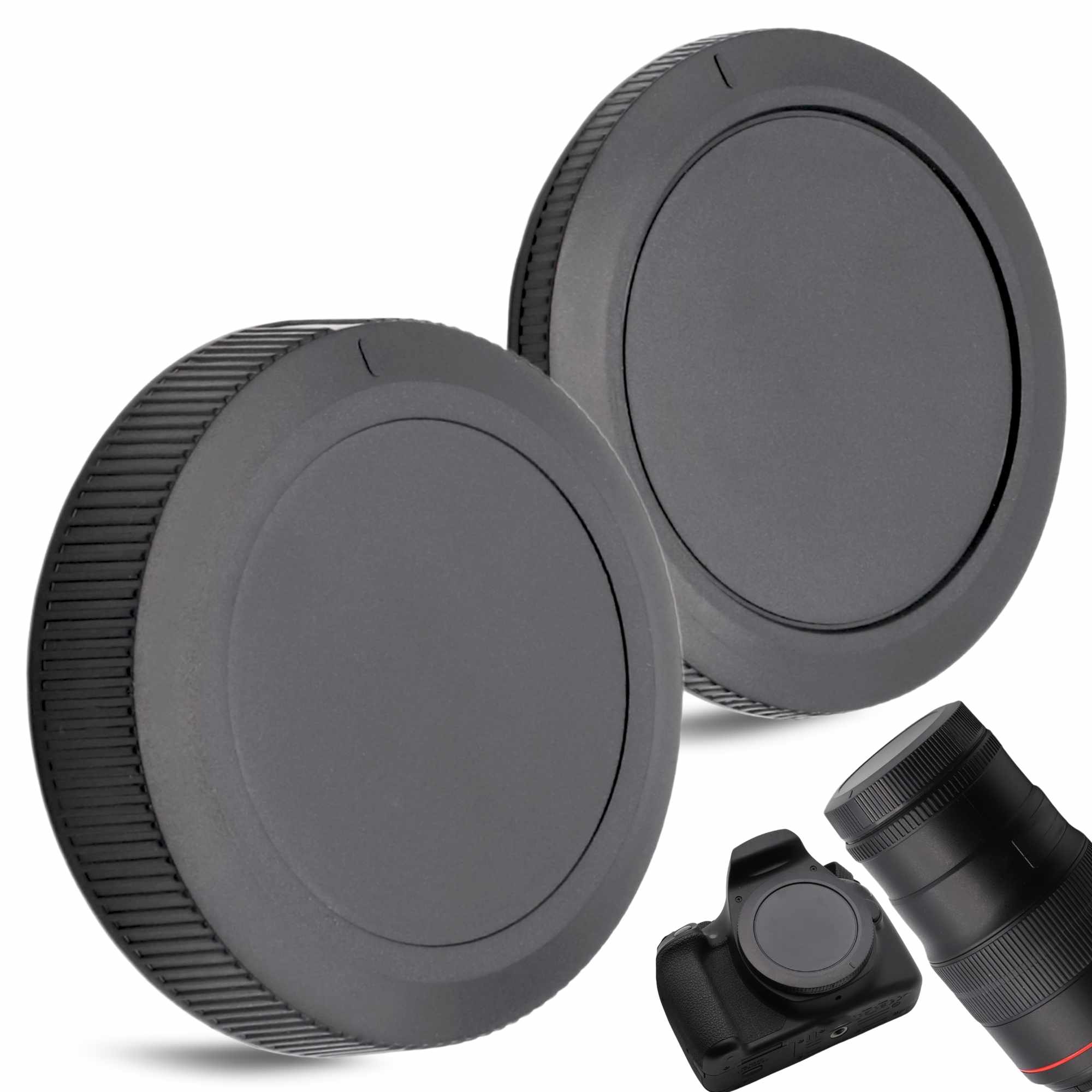 Tapa Cuerpo y Trasera de objetivo Para Canon EOS RF Negro