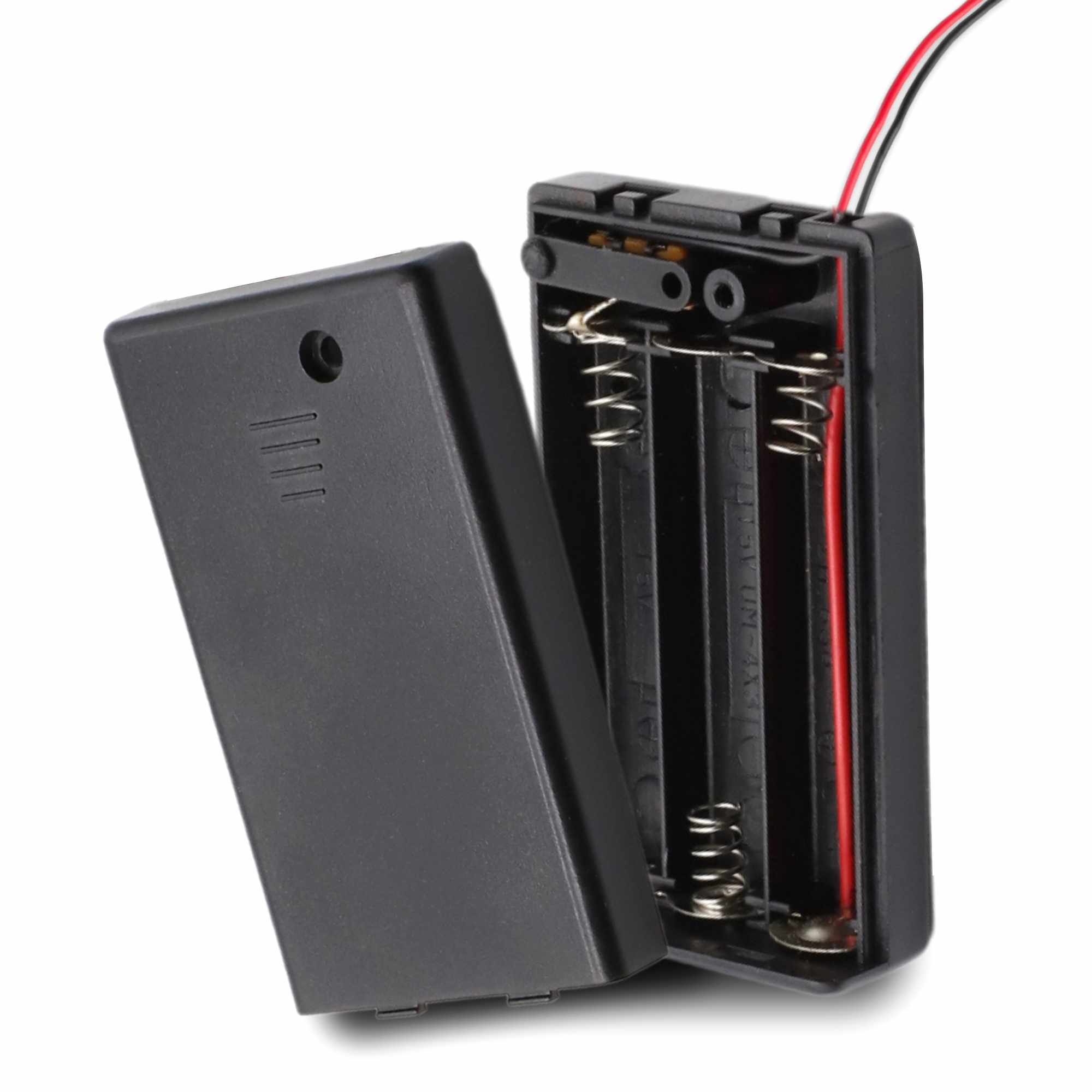 Portapilas para 3 pilas LR3 AAA con interruptor Negro