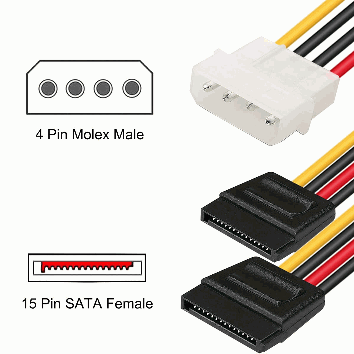 Cable de alimentacion interna molex 5.25 a 2x sata 15 cm - imagen 5