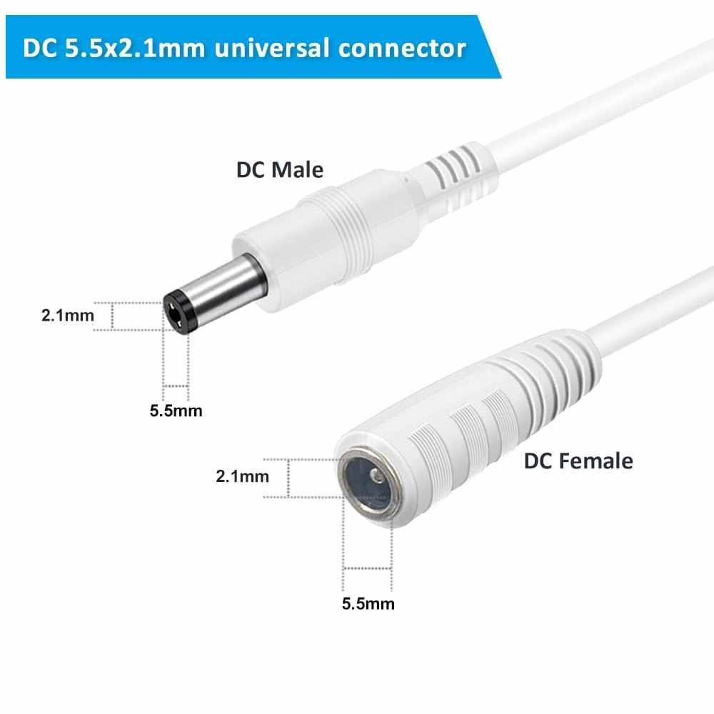 Cable alimentacion DC hembra-macho 5.5 x 2.1 mm 10 Metros Blanco - imagen 3