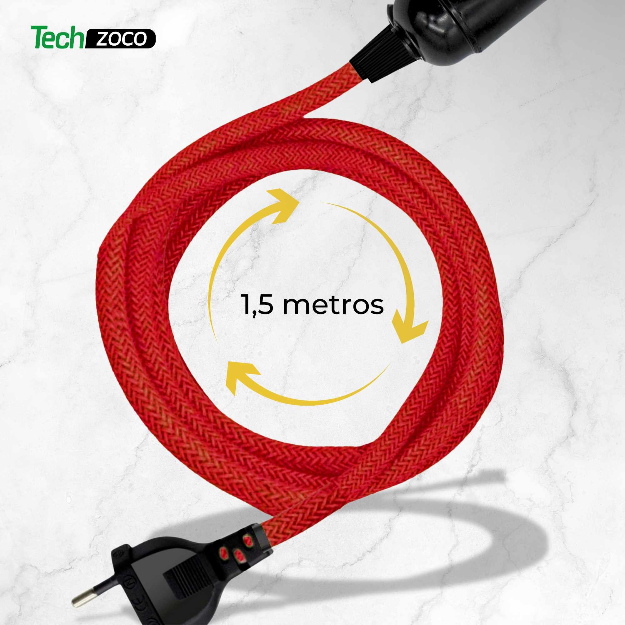 Cable alimentacion trenzado portalampara E27 interruptor 1.5 Metros Rojo - imagen 5