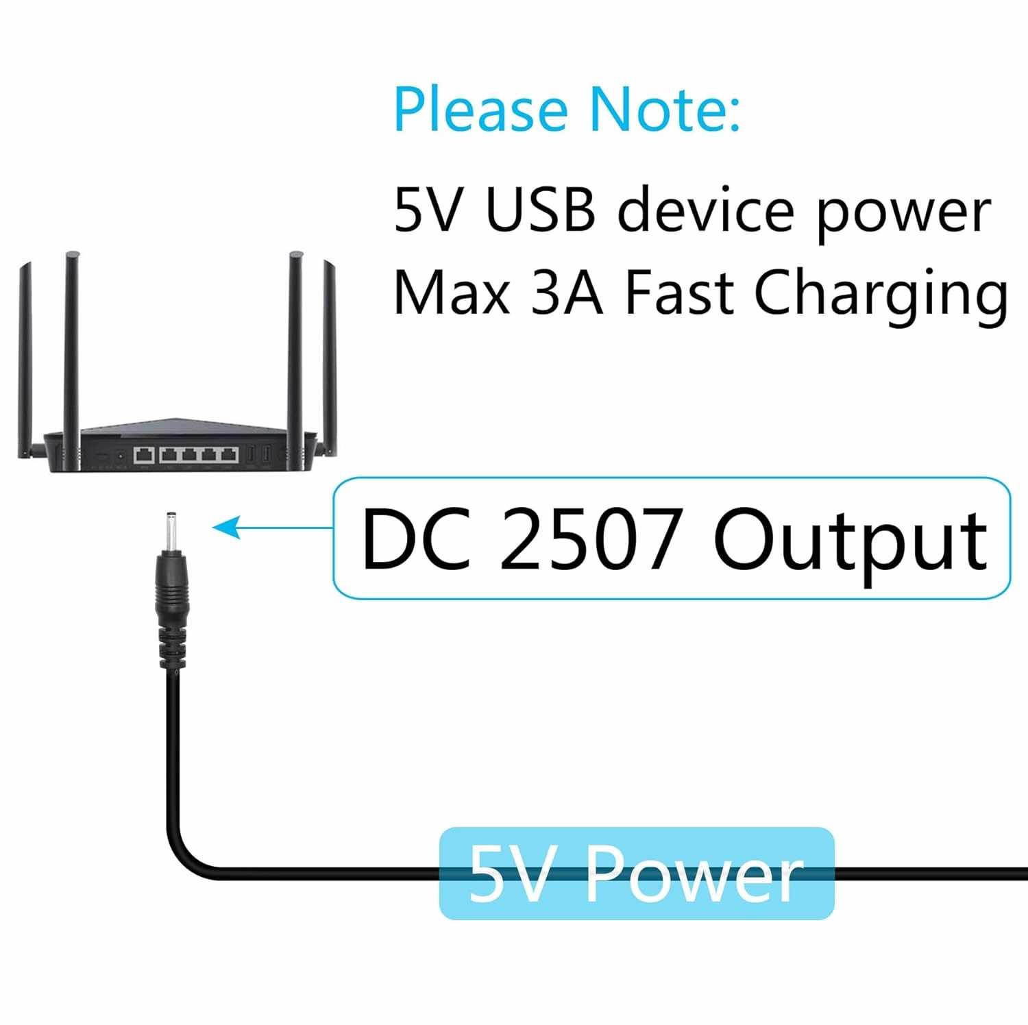 Cable alimentacion USB 2.0 a 2.0 mm x 0.6 mm DC 80 cm negro - imagen 4