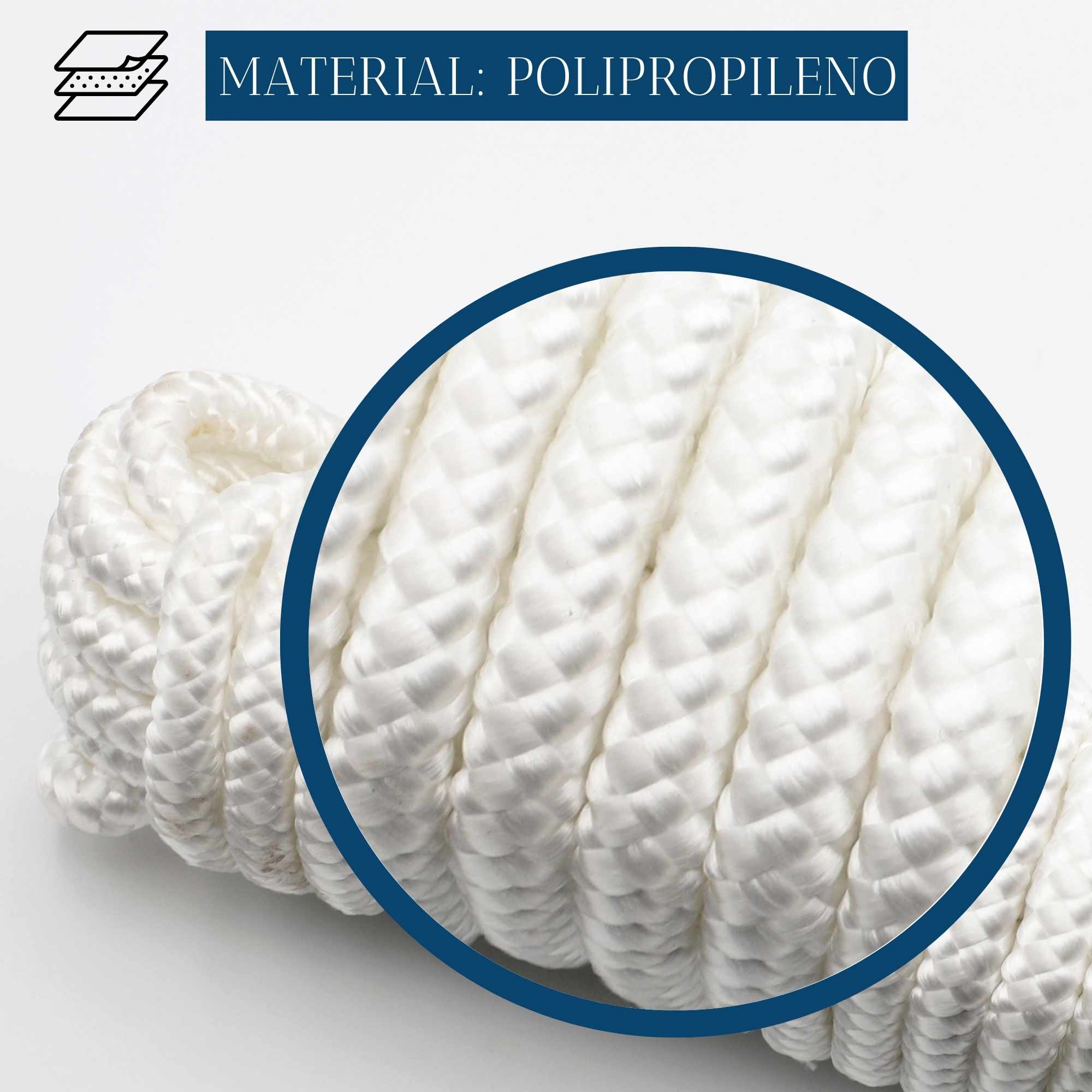 Cuerda de polipropileno trenzada 10 Metros 8 mm Blanco - imagen 2