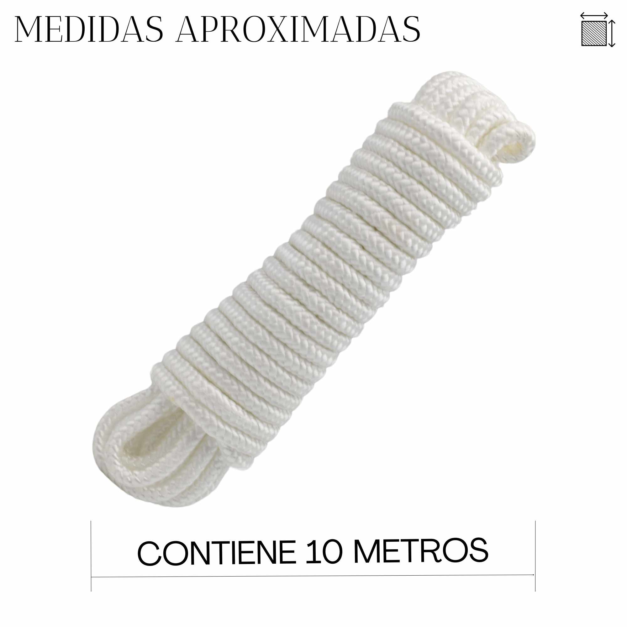 Cuerda de polipropileno trenzada 10 Metros 8 mm Blanco - imagen 5