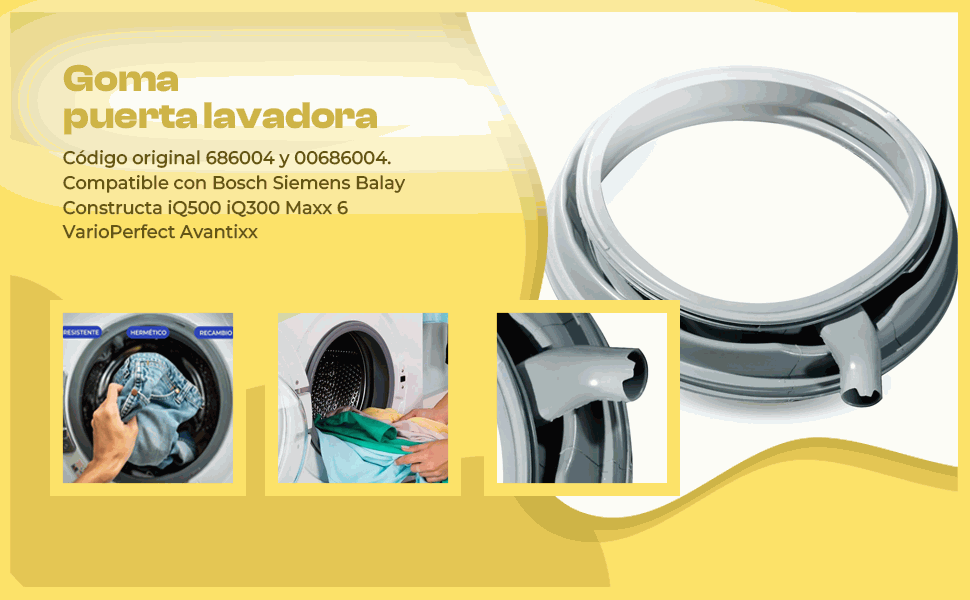 Banner - Goma puerta lavadora compatible con Bosch 00686004