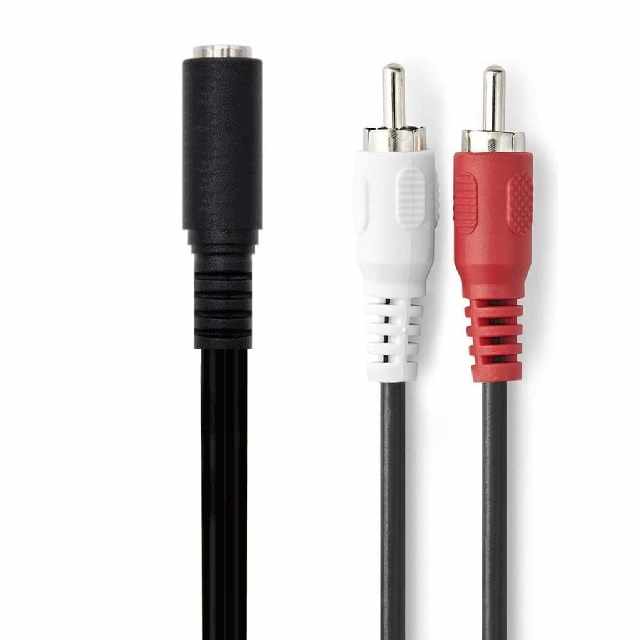 Cable de audio estereo 2x RCA macho a Jack 3.5 mm Hembra 25 cm Negro - imagen 1