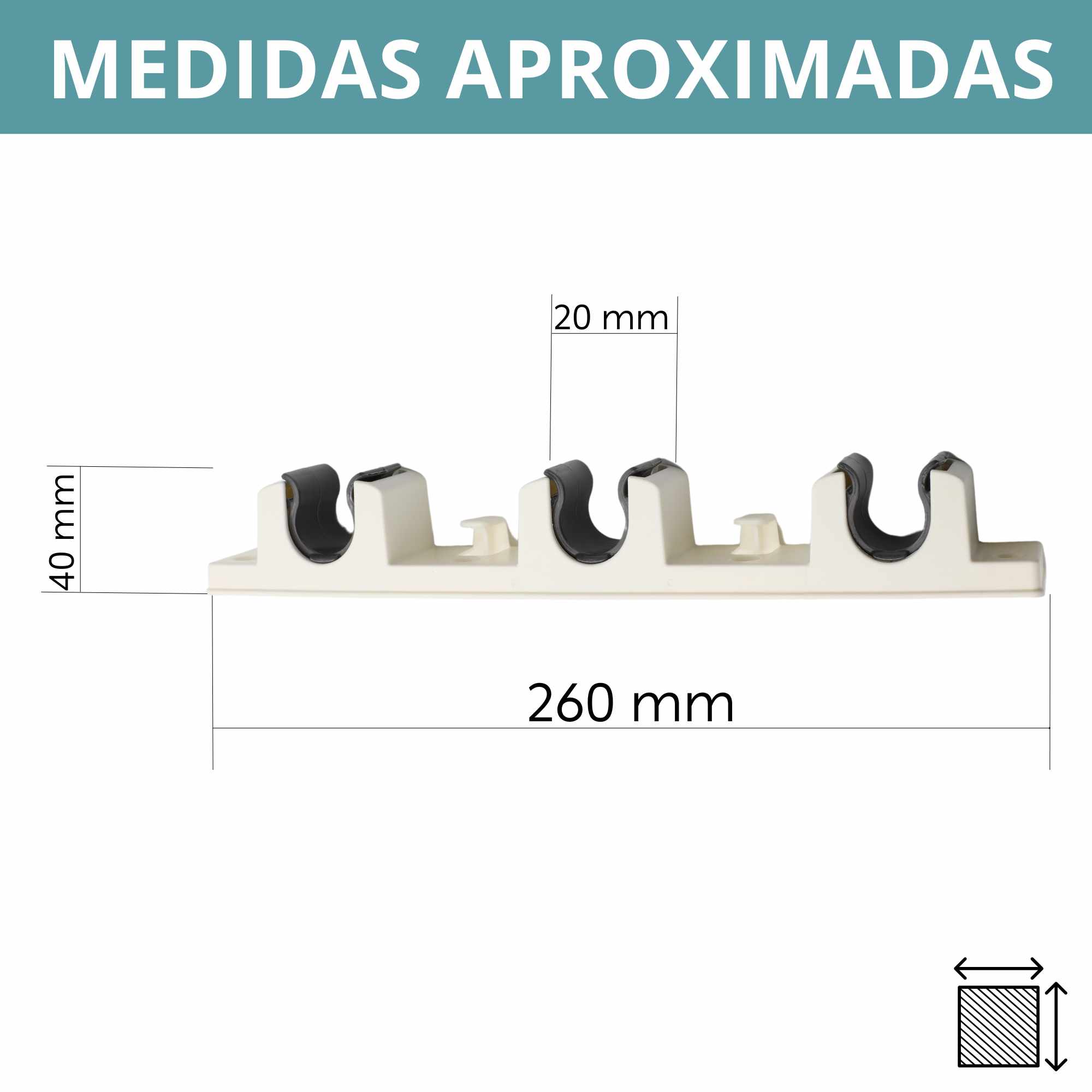 Soporte colgador fregonas y escobas de pared 3 posiciones Blanco - imagen 5