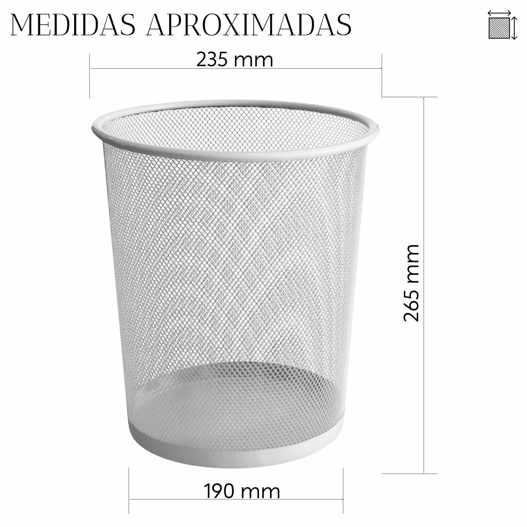 Papelera malla metalica 12 Litros Blanco - imagen 4