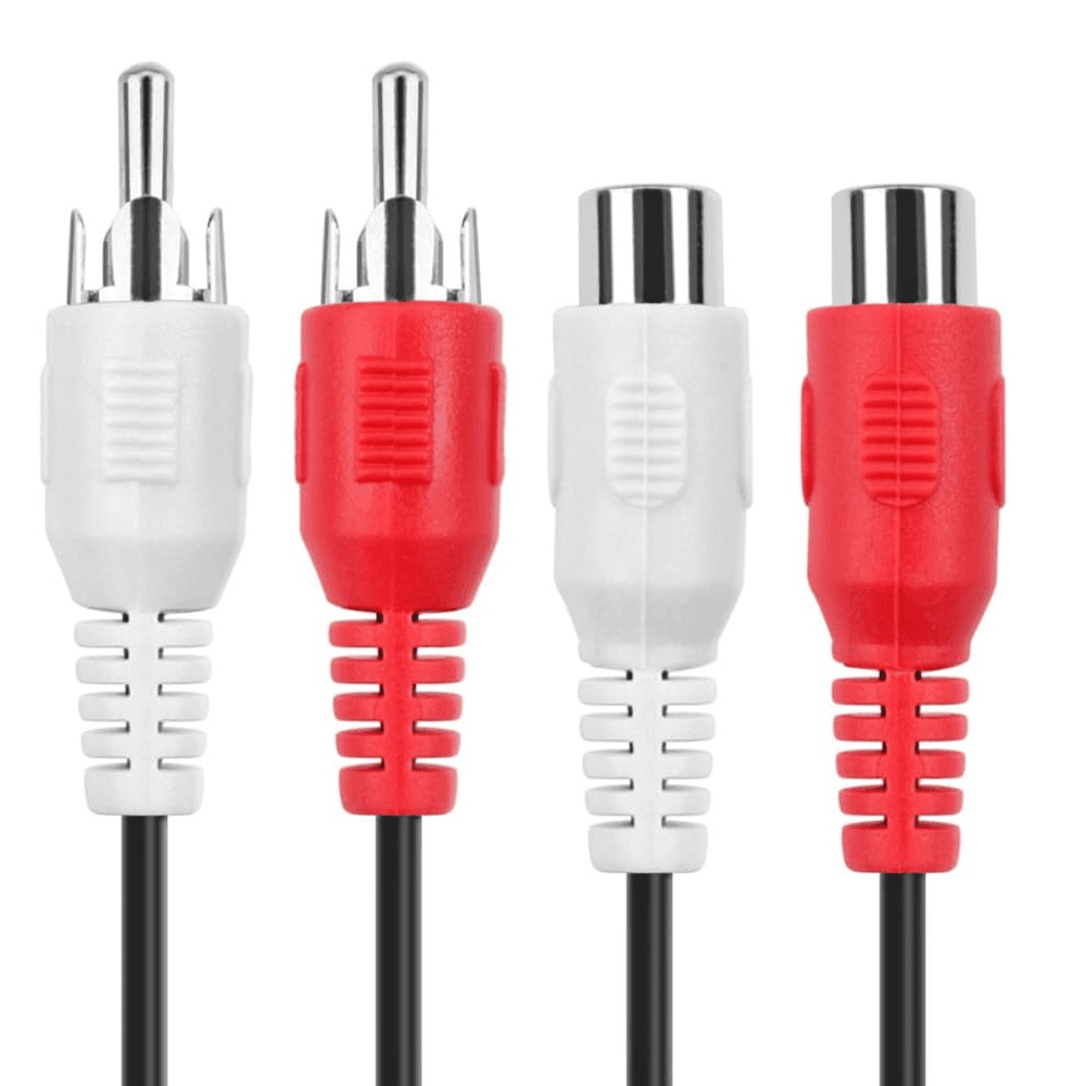 Cable de audio estereo 2x RCA macho - 2x RCA hembra 2.5 Metros