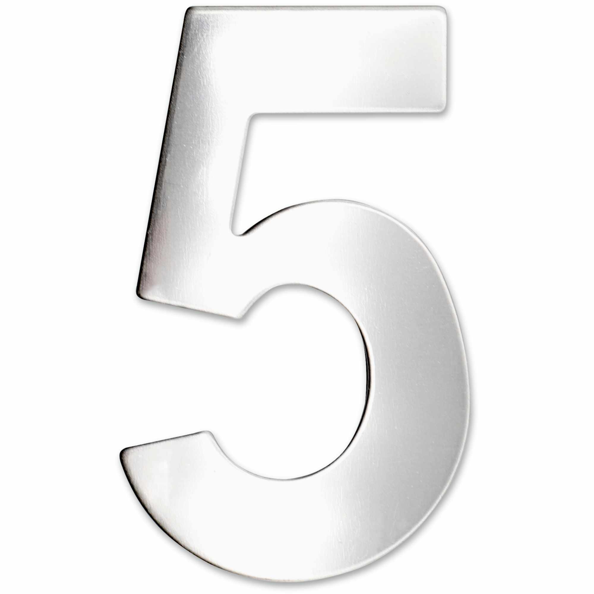 Numero 5 adhesivo en acero inoxidable 7.5 cm Plateado