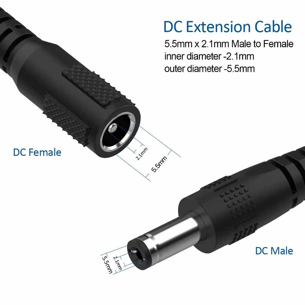 Cable alimentacion DC hembra-macho 5.5 x 2.1 mm 3 Metros Negro - imagen 3