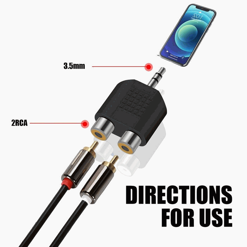 Adaptador audio Estereo 2x RCA Hembra a Jack 3.5 mm Macho - imagen 2