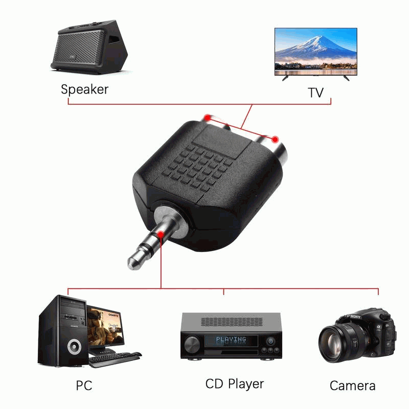 Adaptador audio Estereo 2x RCA Hembra a Jack 3.5 mm Macho - imagen 4