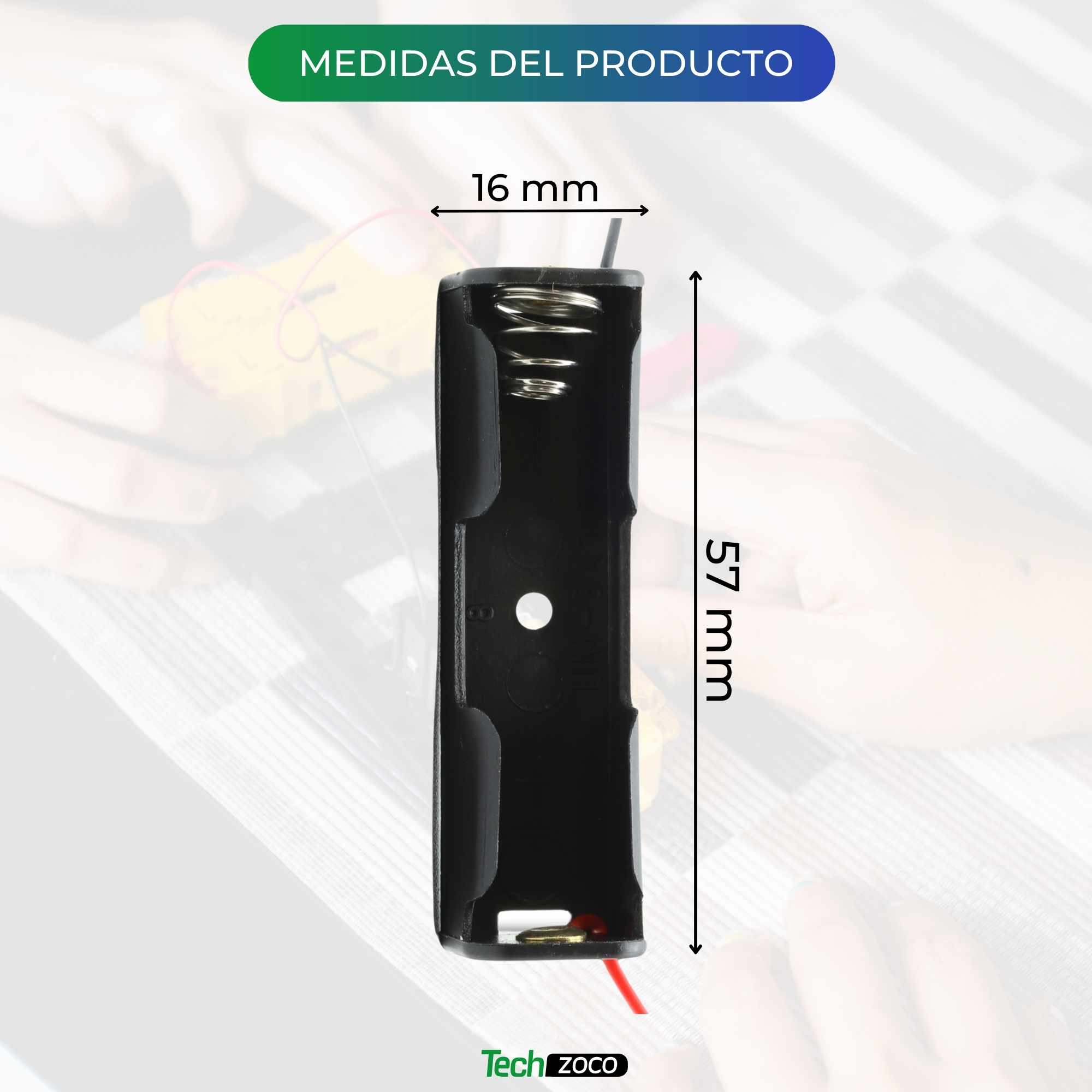Portapilas plano para 1 pila LR6 AA Negro - imagen 4
