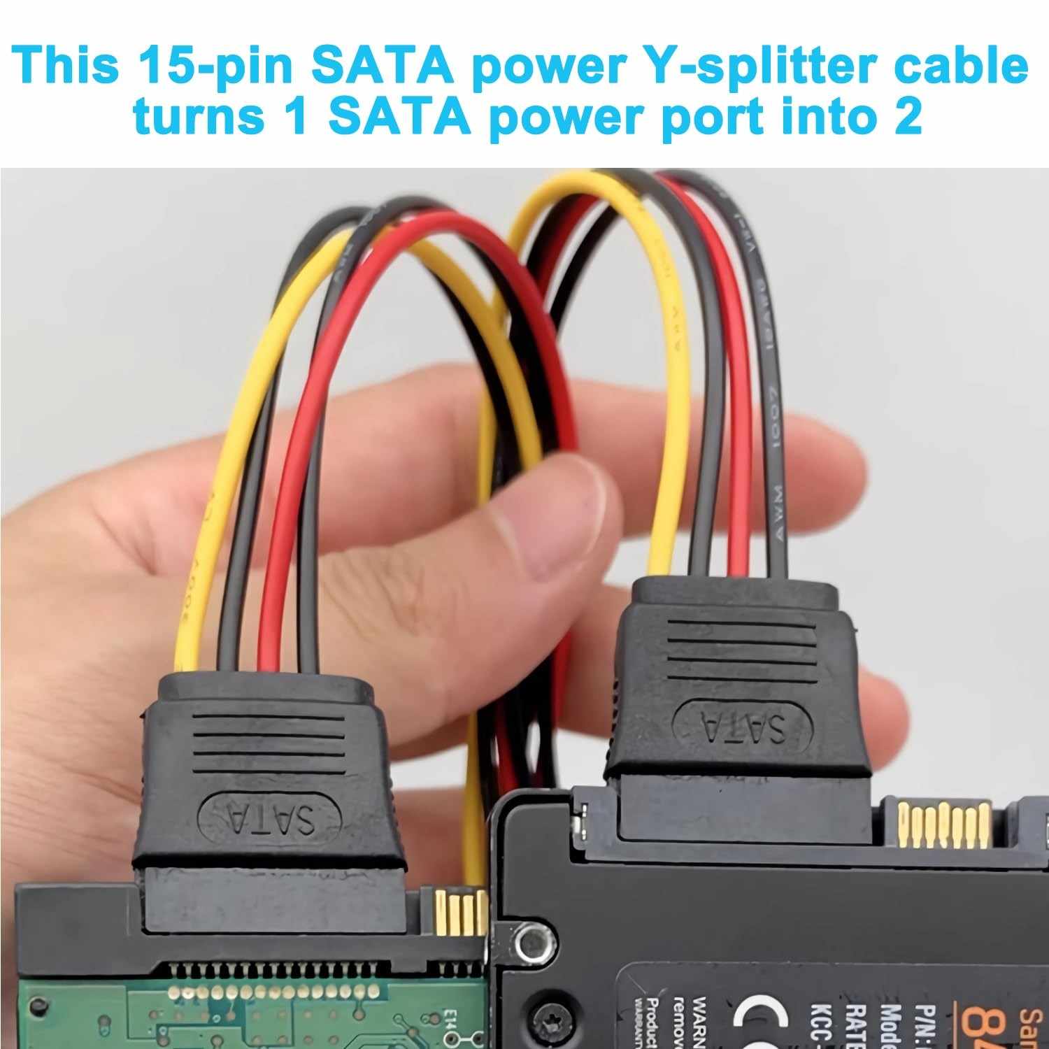Cable alimentacion multiplicador SATA macho a 2x SATA hembra 20 cm - imagen 3
