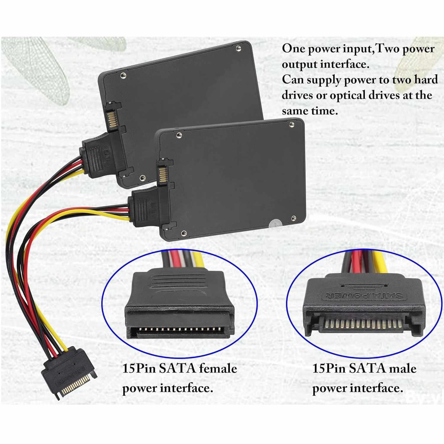 Cable alimentacion multiplicador SATA macho a 2x SATA hembra 20 cm - imagen 4