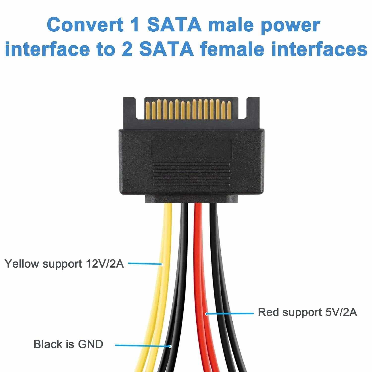 Cable alimentacion multiplicador SATA macho a 2x SATA hembra 20 cm - imagen 7