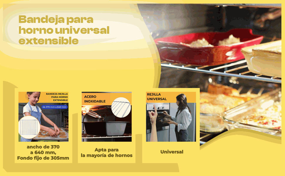 Banner - Bandeja universal horno extensible 350x560 mm tornillos