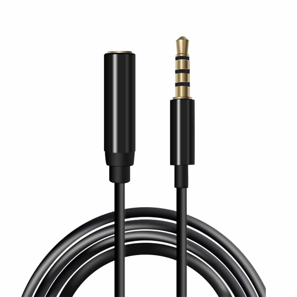 Cable alargador Jack 3.5 mm con microfono 4 pines 2 Metros Negro - imagen 1