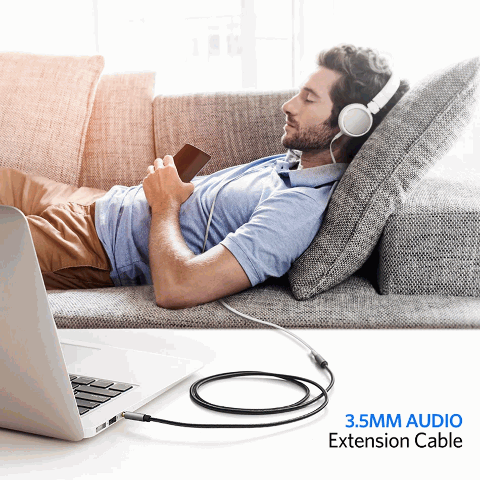 Cable alargador Jack 3.5 mm con microfono 4 pines 2 Metros Negro - imagen 4