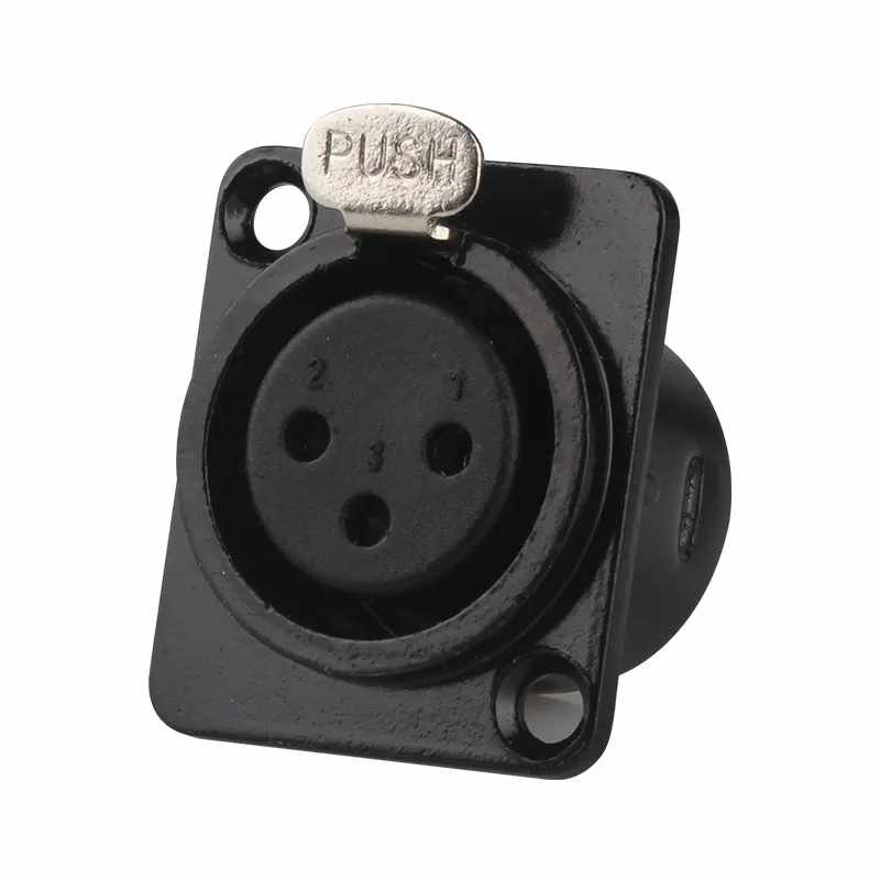 Conector chasis microfono XLR 3 pin hembra Negro