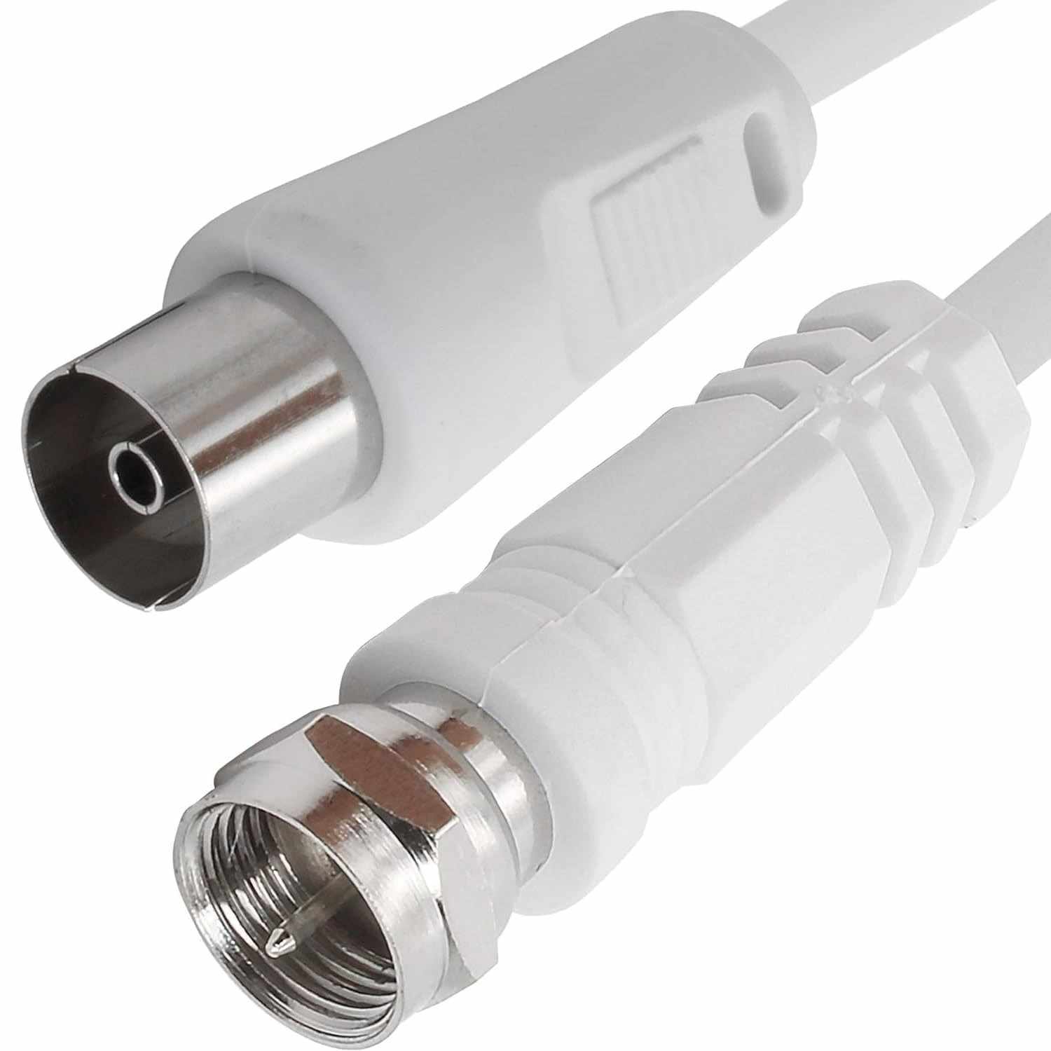 Cable antena-satelite coaxial hembra - tipo f macho 75 Ohm 5 Metros Blanco