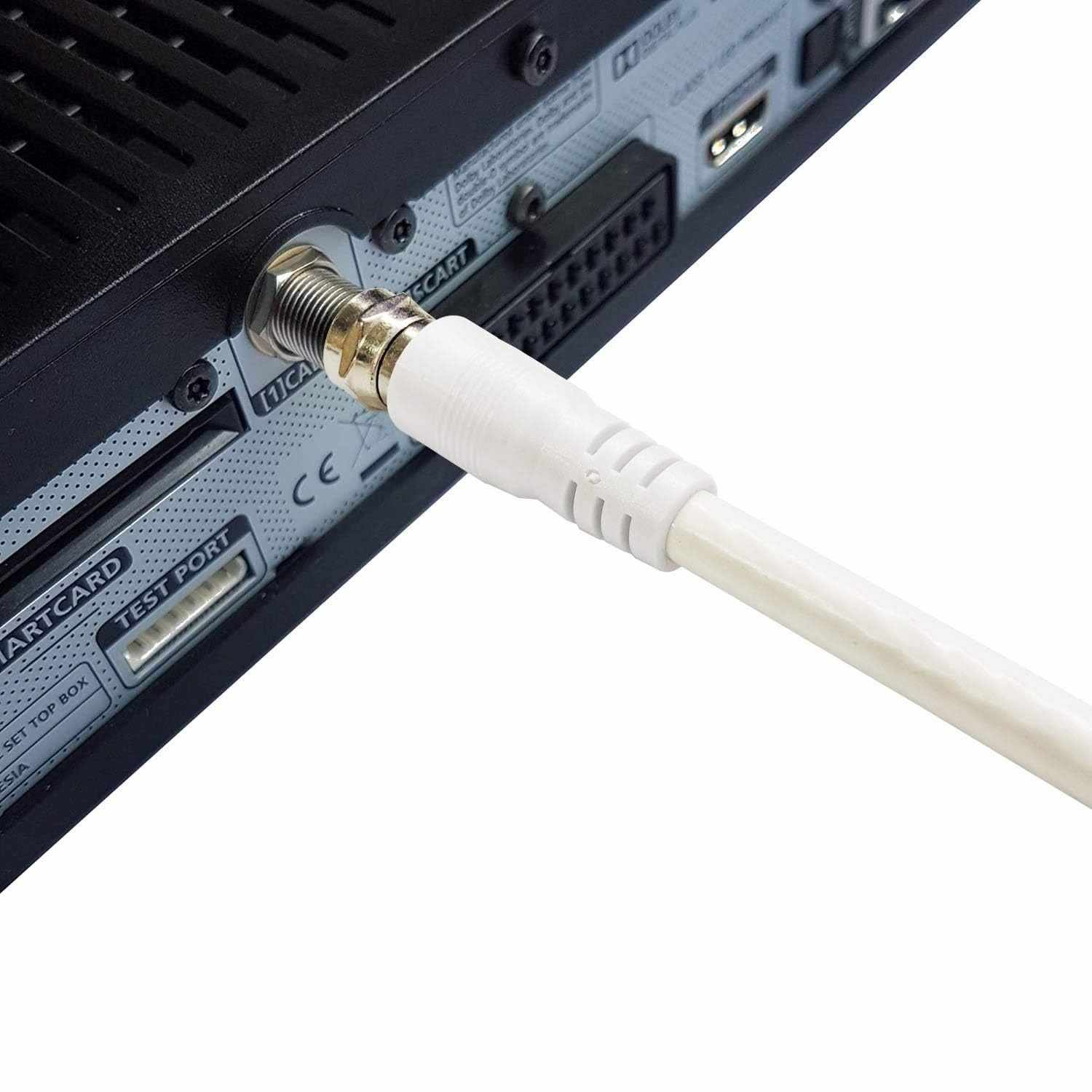 Cable antena-satelite coaxial hembra - tipo f macho 75 Ohm 5 Metros Blanco - imagen 3