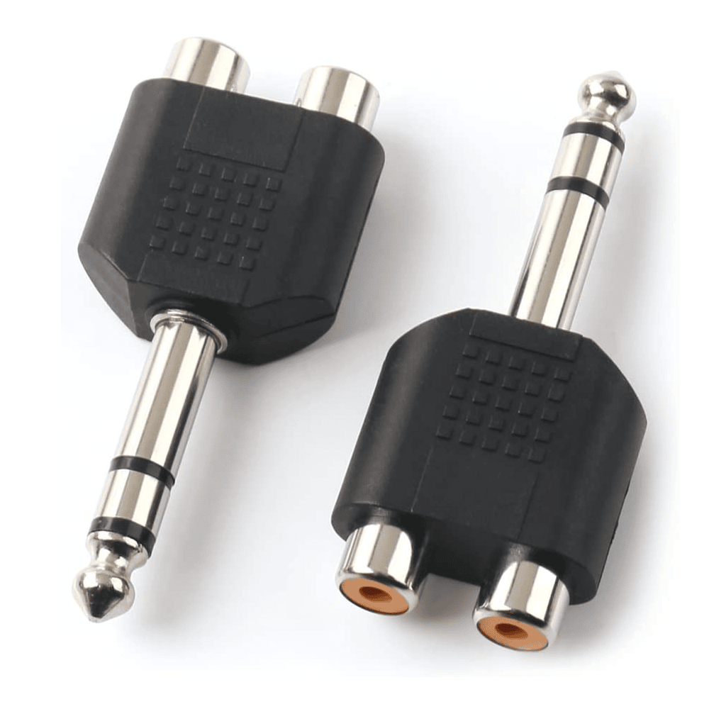Adaptador audio estereo 2x RCA hembra a Jack 6.35 macho - imagen 1