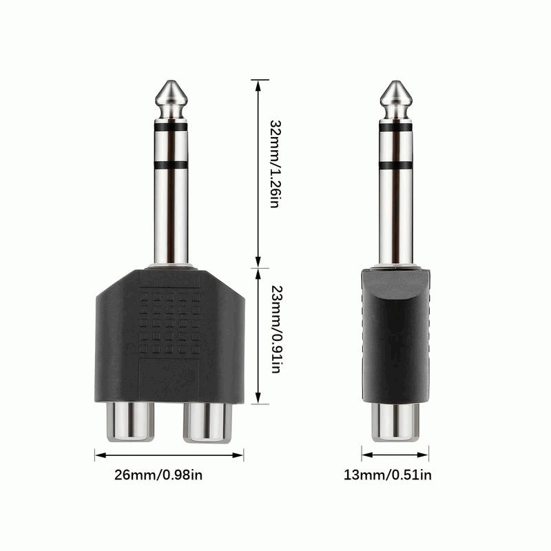 Adaptador audio estereo 2x RCA hembra a Jack 6.35 macho - imagen 5